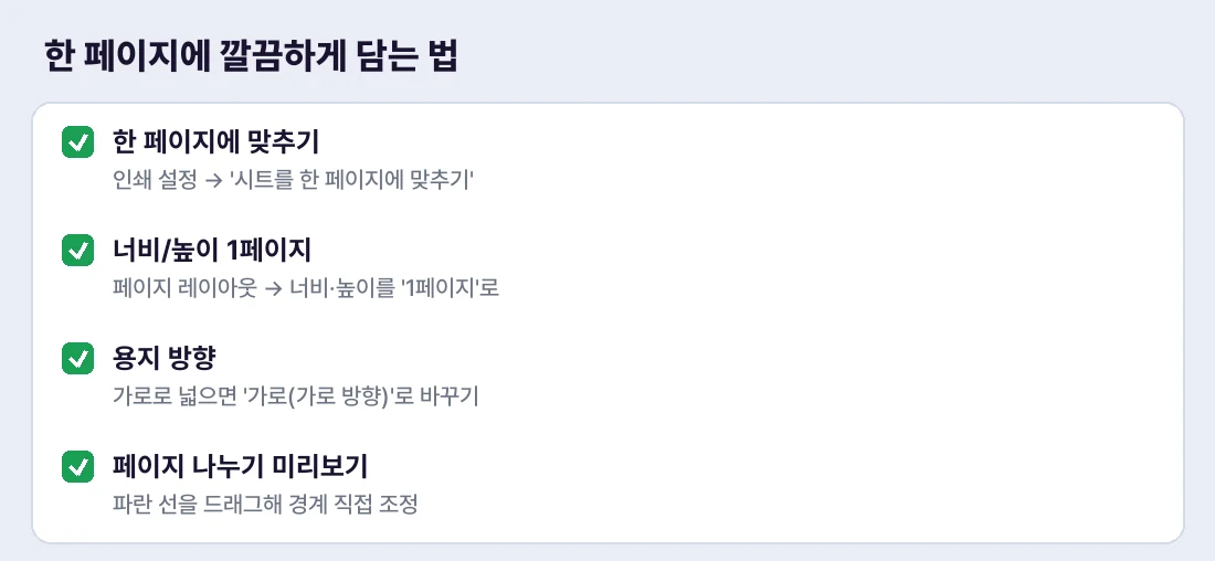 표가 잘릴 때 한 페이지에 깔끔하게 담는 방법