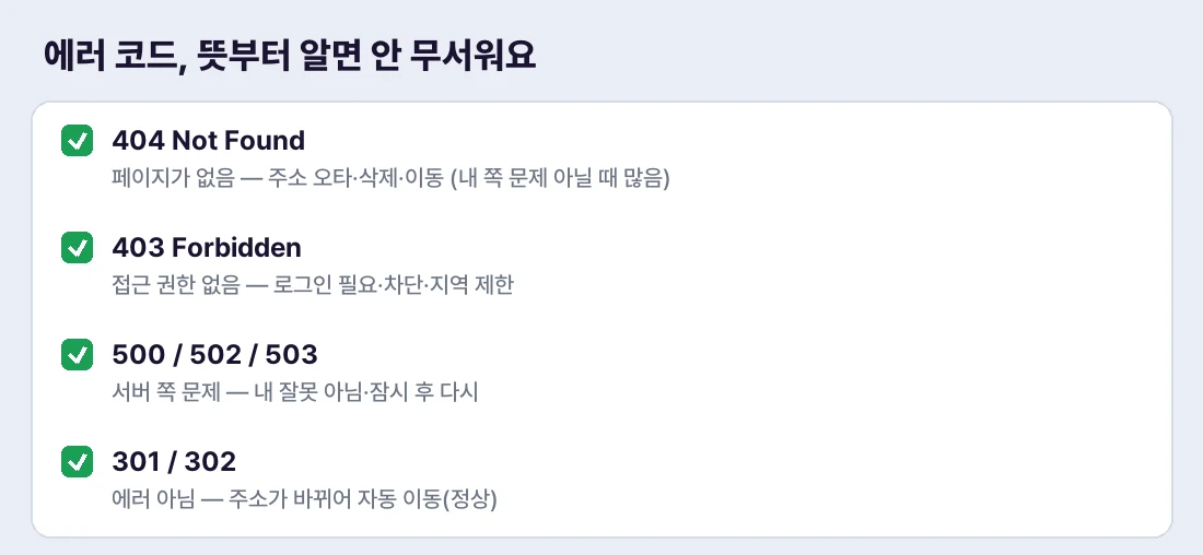 자주 보는 에러 코드의 뜻 — 이것만 알아도 절반은 해결